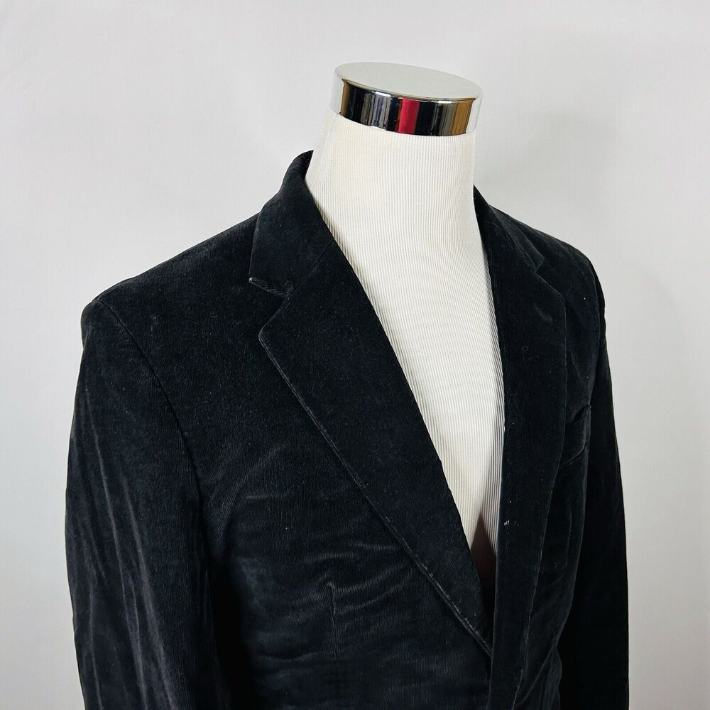 Material London Large Corduroy Sport Coat Black Cotton Blend Two Button Vented